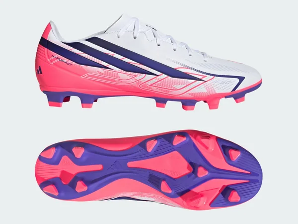 adidas F50 Hyperfast Club boot in white, pink and purple