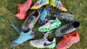 Kids Football Boots On Pitch