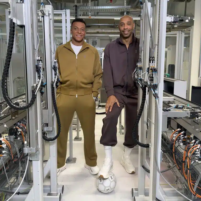 Kylian Mbappé with Thierry Henry at On's football launch