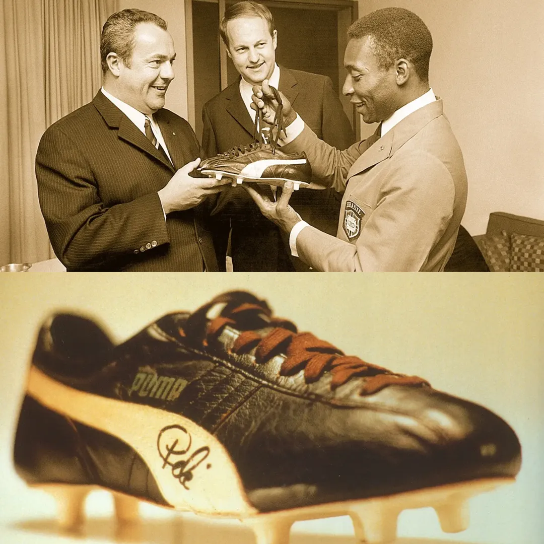 Pele wearing the Puma King